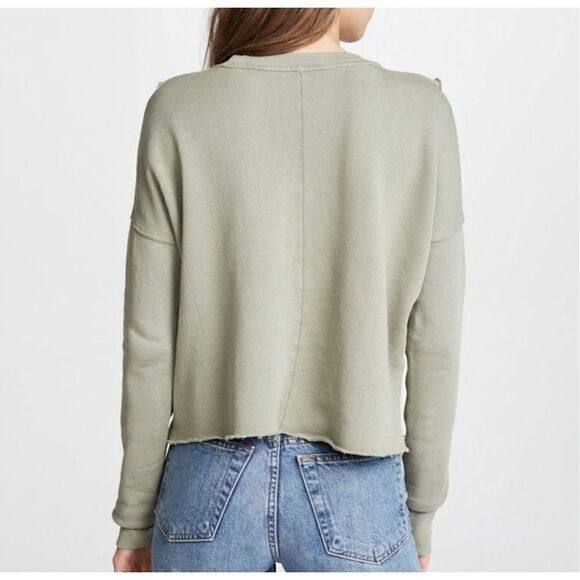 Free People Ooh La Ruffle Sweatshirt long sleeve pullover top green size XS - Picture 2 of 13